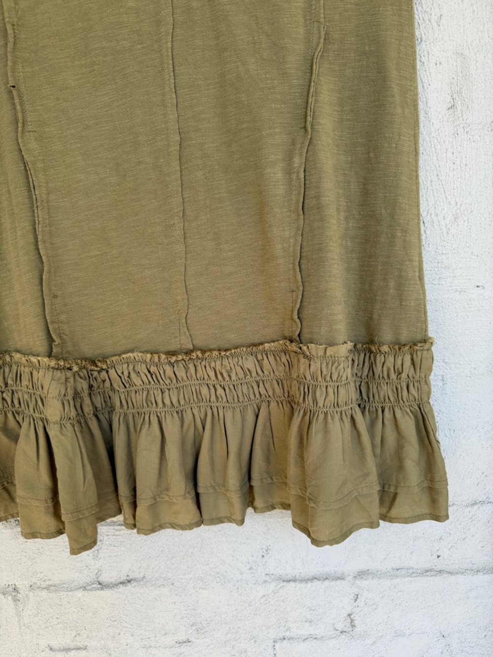 Anthropologie Daily Practice Solana Olive Green Ruffled Hem Tunic Dress Size XSP - Picture 5 of 13
